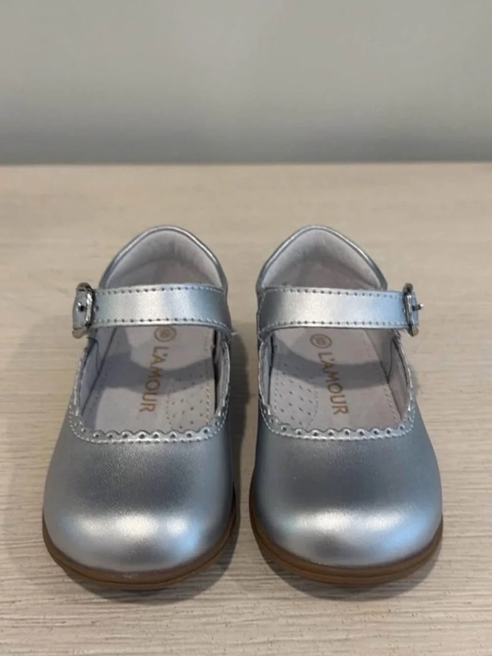L'Amour Metallic Silver Mary Jane Toddler Shoes